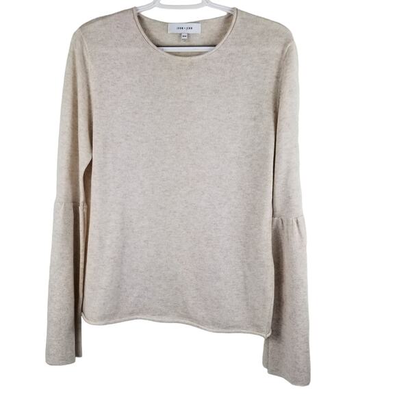 John & Jenn Super Soft Heathered Beig Bell Sleeve Sweater Women's Sz M - Picture 1 of 4